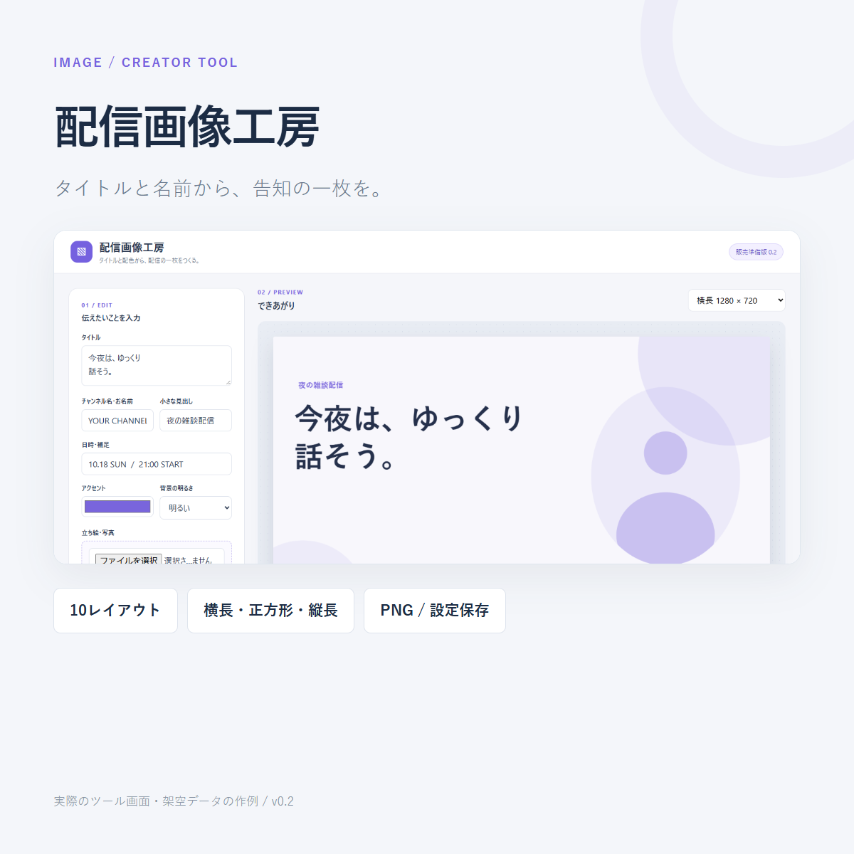 配信画像工房の10レイアウトと3つの画像サイズ