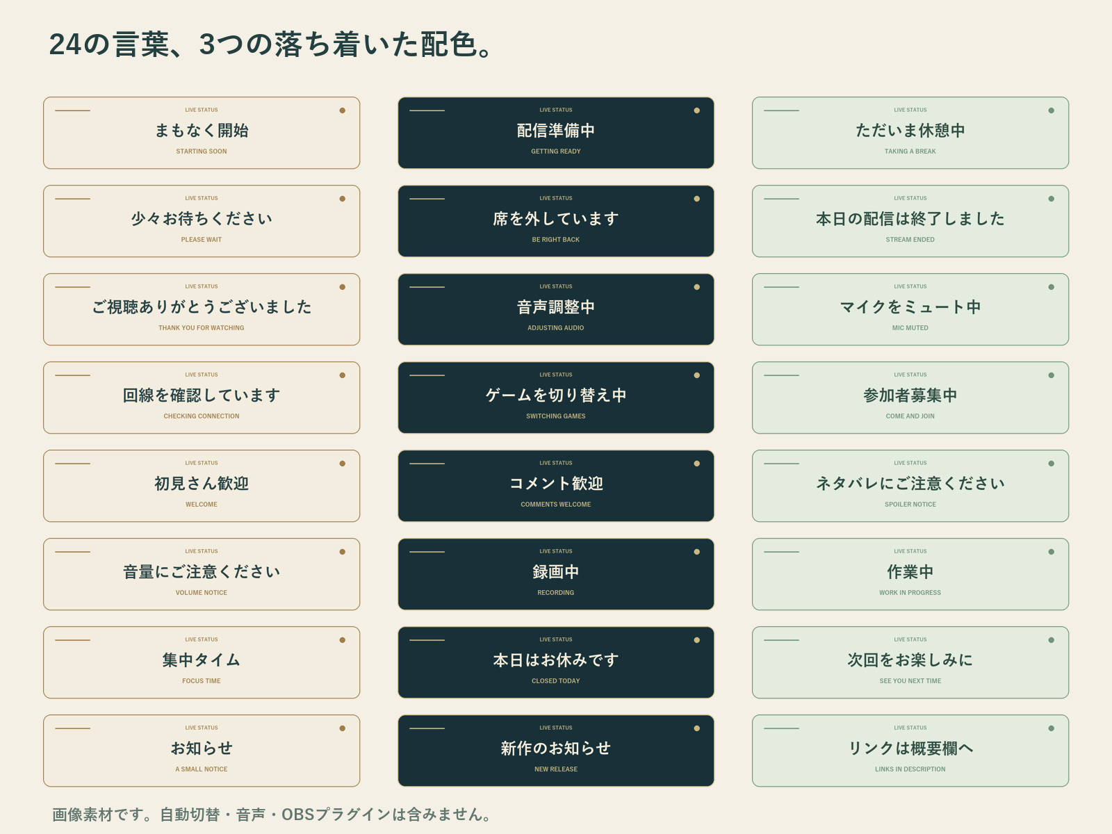 製品版に収録する24フレーズの一覧